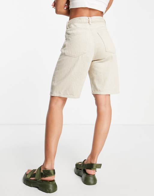 & Other Stories Spark cotton blend long denim shorts in beige - BEIGE | ASOS