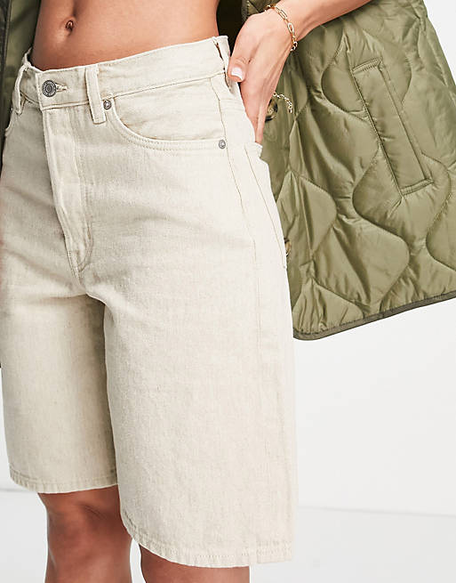& Other Stories Spark cotton blend long denim shorts in beige - BEIGE | ASOS