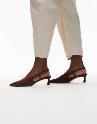 & Other Stories - Spitze Slingback-Schuhe aus braunem Wildleder mit Absatz-Brown
