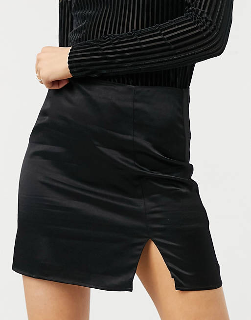 & Other Stories split detail mini skirt in black | ASOS