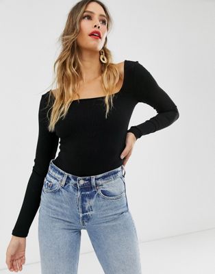 & Other Stories square neck body in black | ASOS