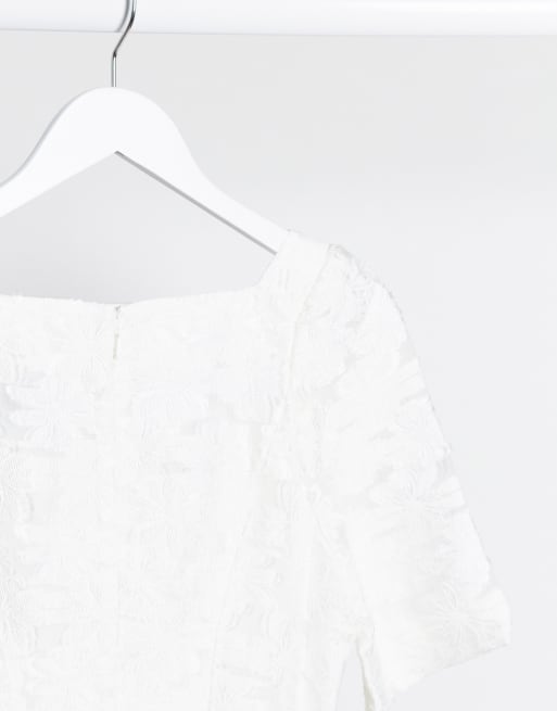 u0026 Other Stories square neck lace mini dress in white | ASOS