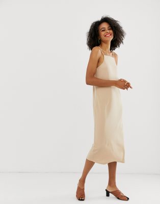 beige slip dress