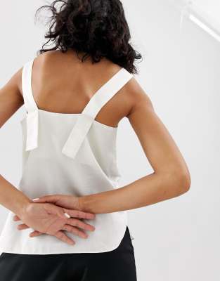 white square neck tank top