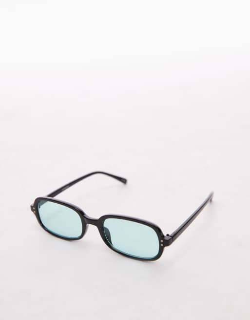 & Other Stories square sunglasses in black with blue lens, 2 of 3