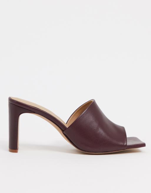 & Other Stories square toe heeled mules in burgundy