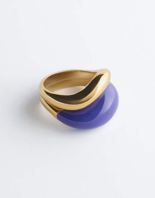 & Other Stories stacking ring set in blue and gold, 2 of 3