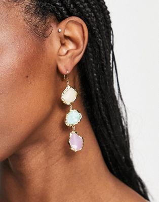 & Other Stories statement drop earrings in pastel stones