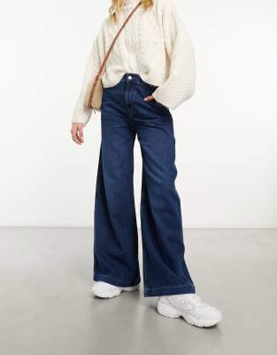 Other Stories &  Stone Cut Relaxed Leg Jeans In Dark Blue Wash