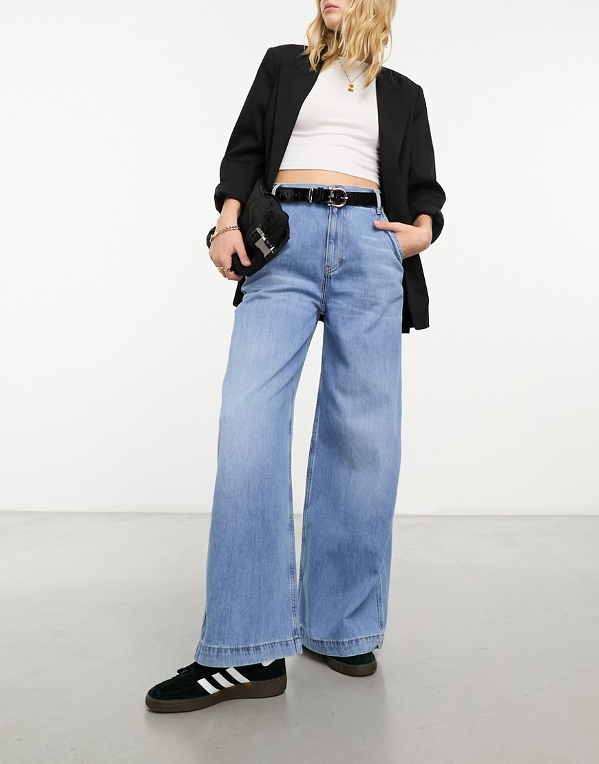 & Other Stories stone cut relaxed leg jeans in soft blue wash
