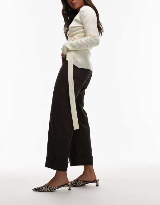 & Other Stories straight leg folded-up jeans in dark brown wash, 2 of 5