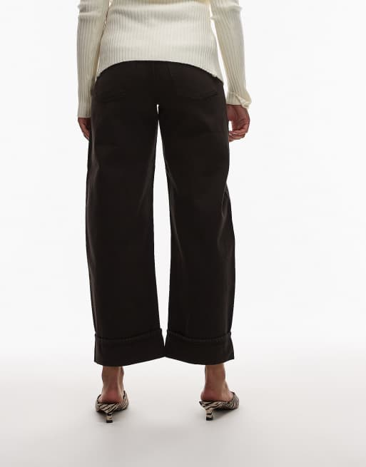 & Other Stories straight leg folded-up jeans in dark brown wash, 3 of 5