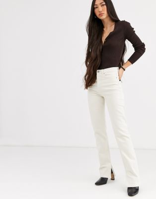 white straight fit jeans