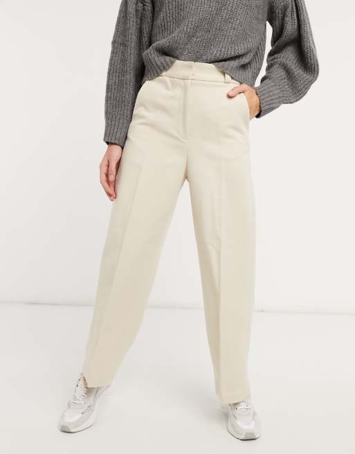 & Other Stories straight leg trousers in off white