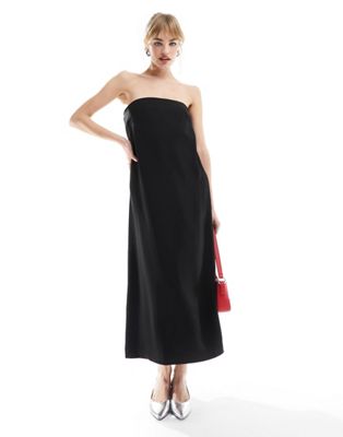& Other Stories strapless maxi column dress in black