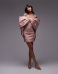 [Other Stories] & Other Stories strapless mini dress with oversized bow detail in soft pink-Orange 42 Light Pink