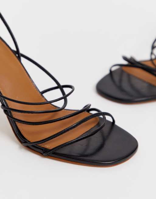 Creep Beregning Sammenbrud & Other Stories strappy lace up leather stilettos in black | ASOS