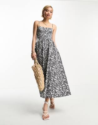 “& Other Stories” Printed Maxi Dress Navy/Purple 204805141-1-navy