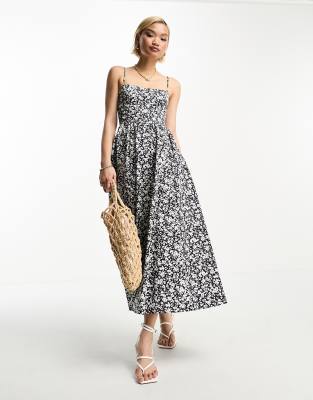 Other Stories &  Strappy Maxi Dress In Navy Floral