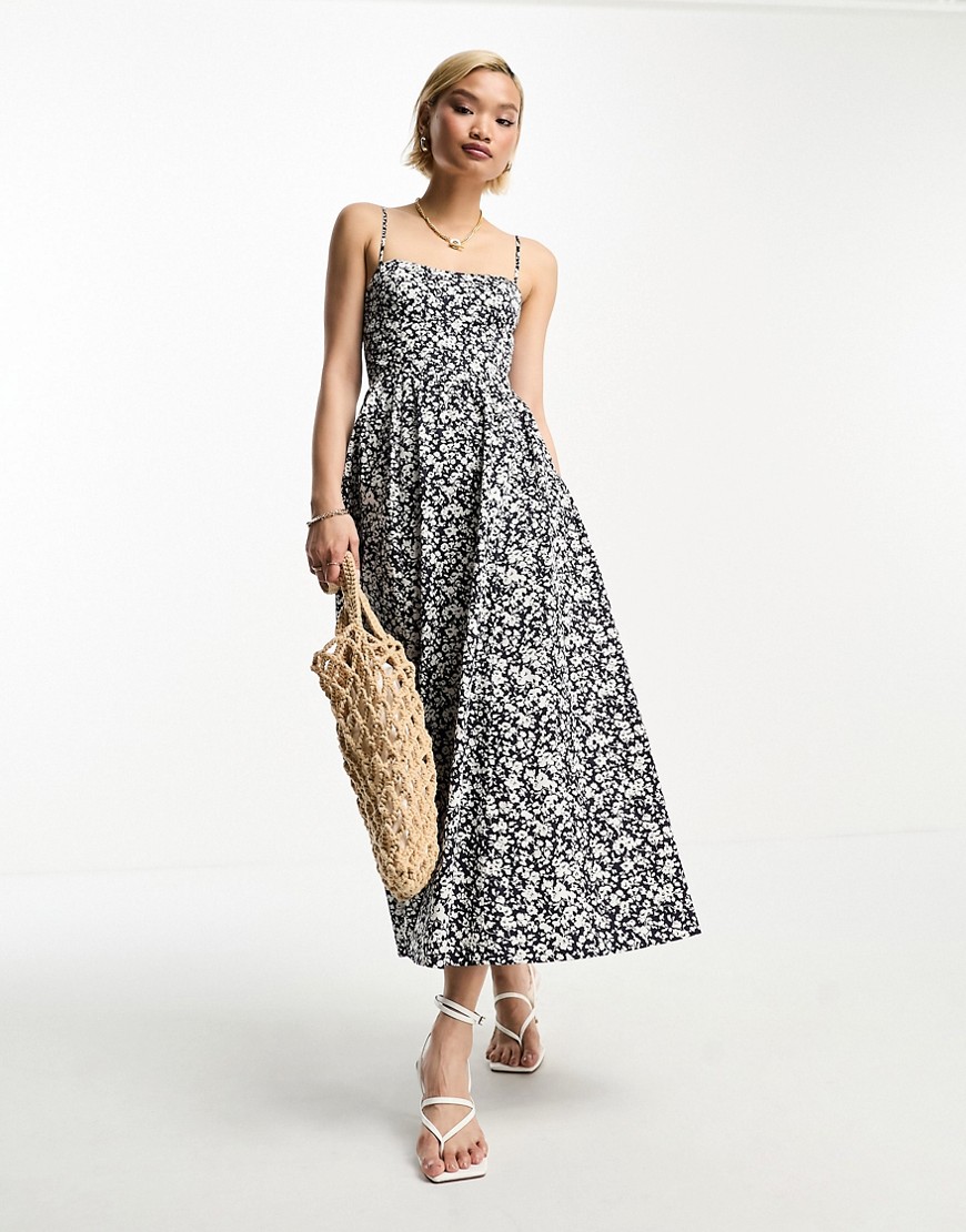 & Other Stories strappy maxi dress in navy floral