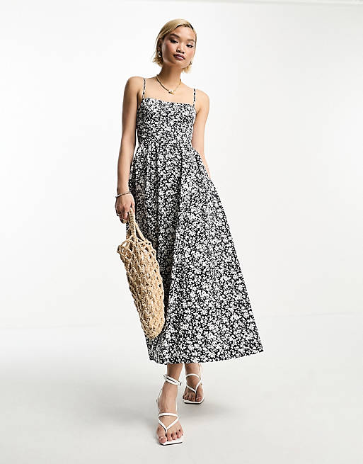 & Other Stories strappy maxi dress in navy floral | ASOS