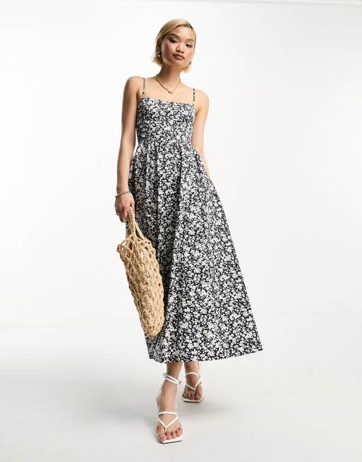 & Other Stories strappy maxi dress in navy floral | ASOS