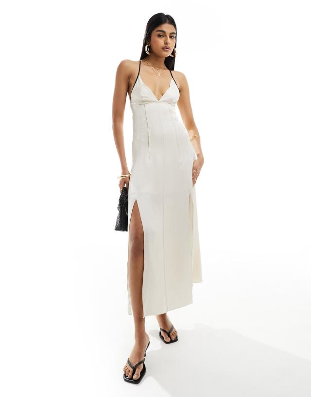 & Other Stories - strappy maxi dress with low back in white with black