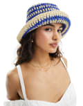 [Other Stories] & Other Stories straw bucket hat in blue and beige XS/S Blue and beige
