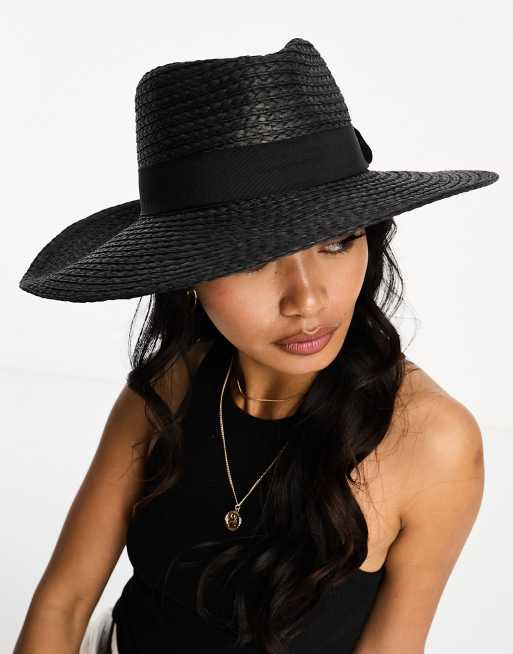 Black straw on sale fedora hat