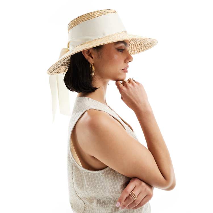 Other Stories straw fedora hat with bow tie in natural ASOS