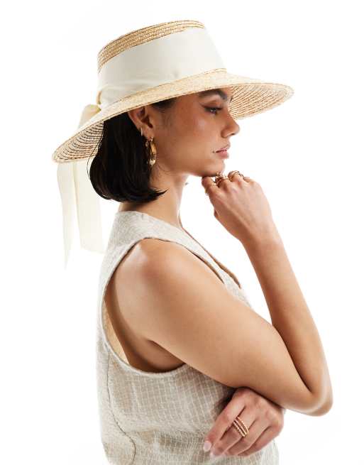 & Other Stories straw fedora hat with bow tie in natural | ASOS