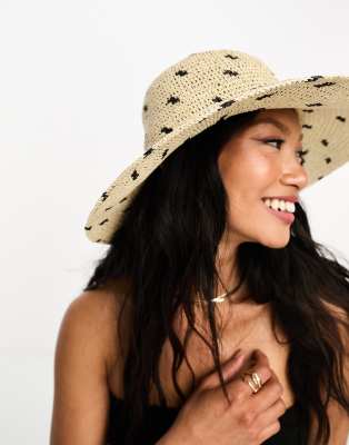 & Other Stories straw hat with dots in beige