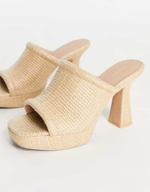 Straw sales block heels