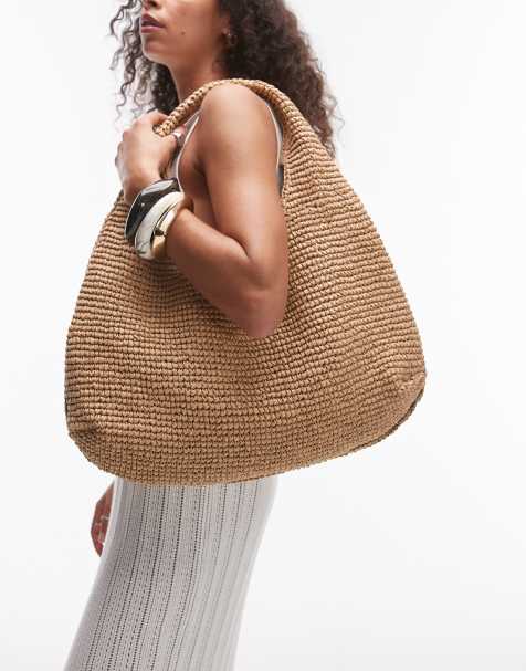 & Other Stories straw round shoulder bag in light beige - view 1