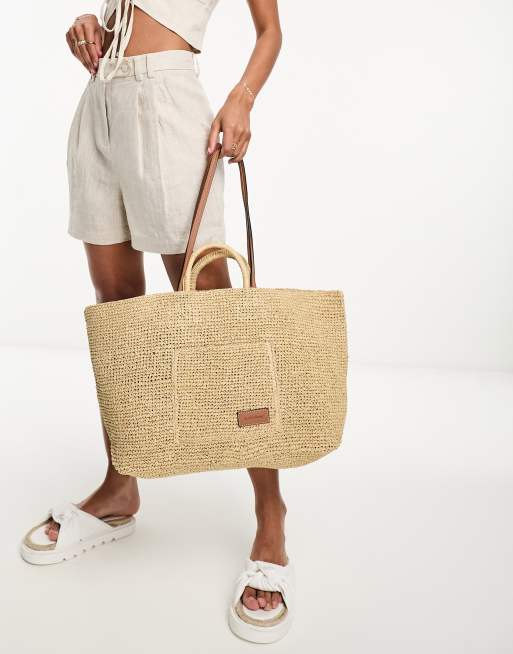 Other Stories straw tote bag in beige