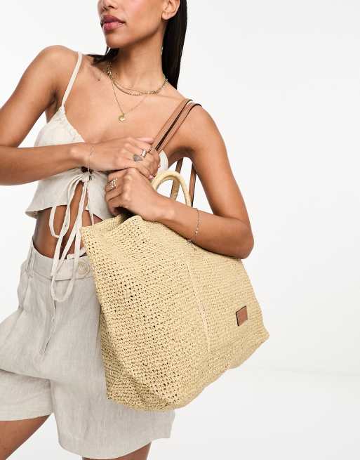 Heading to the Market Beige Woven Straw Tote Bag