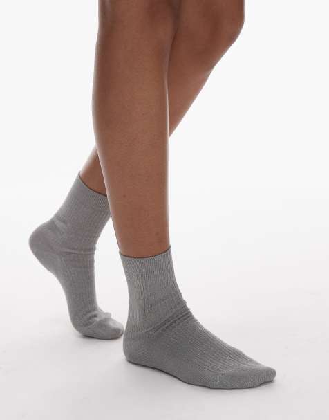 & Other Stories stretch glitter socks in silver - view 1