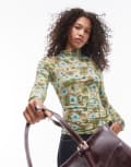 [Other Stories] & Other Stories stretch mesh long sleeve top in blurred floral print-Multi XS Multi