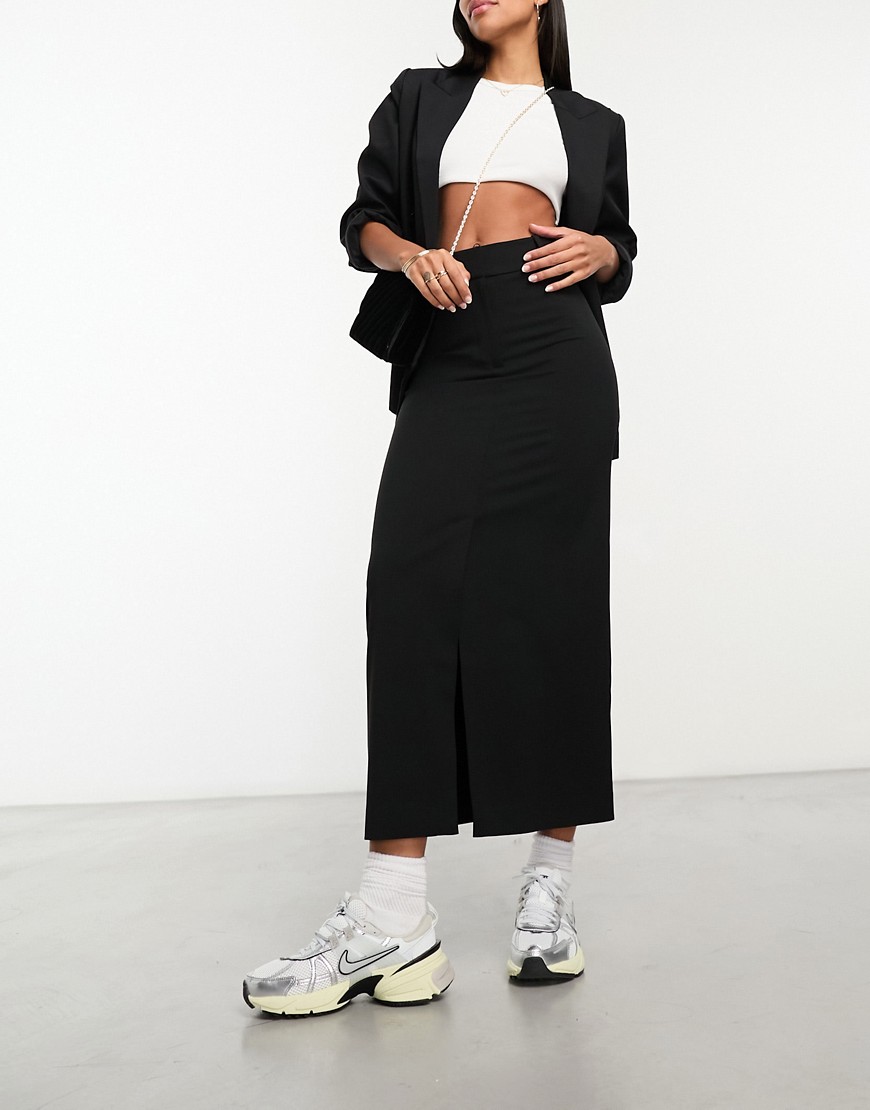 & Other Stories stretch slim fit maxi skirt in black