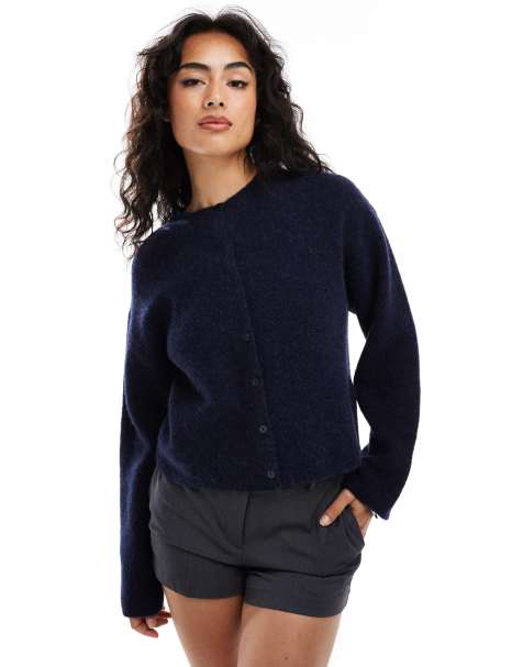 & Other Stories – Strickjacke aus Alpaka und Wolle in Dunkelblau mit Knopfleiste vorne - view 1