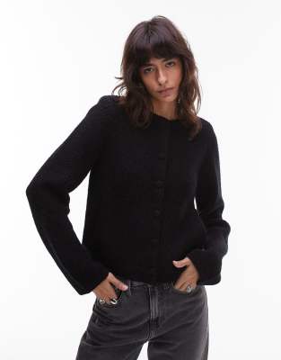 & Other Stories - Strickjacke aus Alpaka und Wolle mit Paspeltaschen in Schwarz, exklusiv bei ASOS