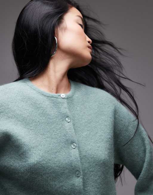 & Other Stories – Strickjacke aus Alpaka-Wollmix in Grün mit Knopfleiste, 3 von 4