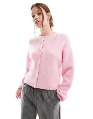 & Other Stories - Strickjacke aus Alpaka-Wollmix in Rosa mit Knopfleiste