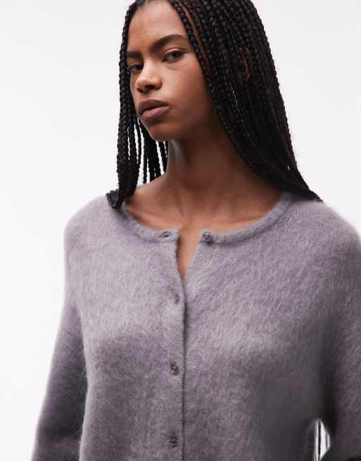 & Other Stories – Strickjacke aus Mohair- und Wollmischung in Grau mit Rundhalsausschnitt, 4 von 4