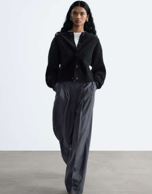 & Other Stories Strickjacke aus Walkwolle in Schwarz, 4 von 4