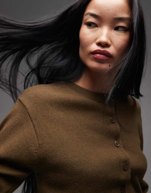 & Other Stories – Strickjacke aus Wolle in Dunkelbraun mit Knopfleiste, 2 von 4