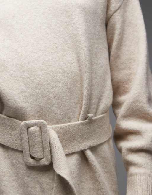 & Other Stories – Strickkleid in Hellbeige mit Gürtel, 3 von 4