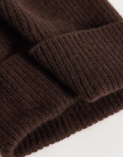 & Other Stories – Strickmütze aus Kaschmir in Dunkelbraun, 2 von 3