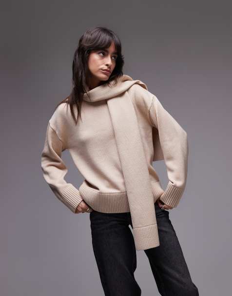 & Other Stories – Strickpullover aus Wolle in Beige mit Schal - view 1