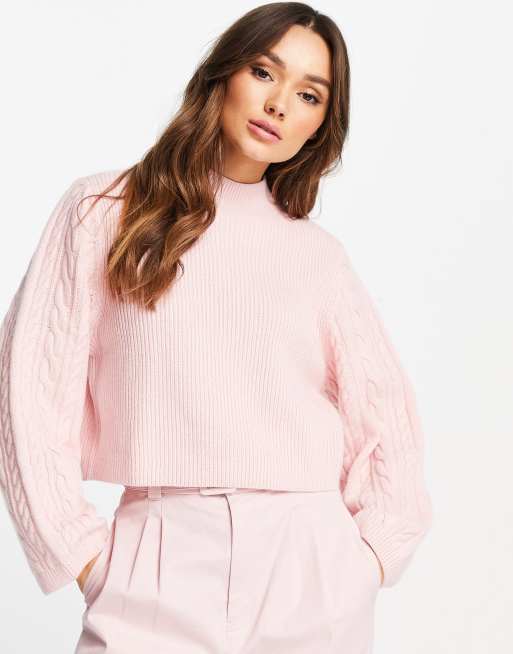 Alstublieft Kanon Oprechtheid & Other Stories – Strickpullover aus Wolle mit Zopfmuster in Rosa,  Kombiteil | ASOS